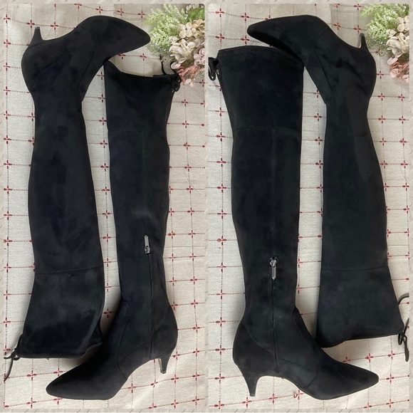 Sam Edelman “Kristie” Black Faux Suede Over the Knee Boots Low Heel PreLoved 8 - Picture 2 of 7